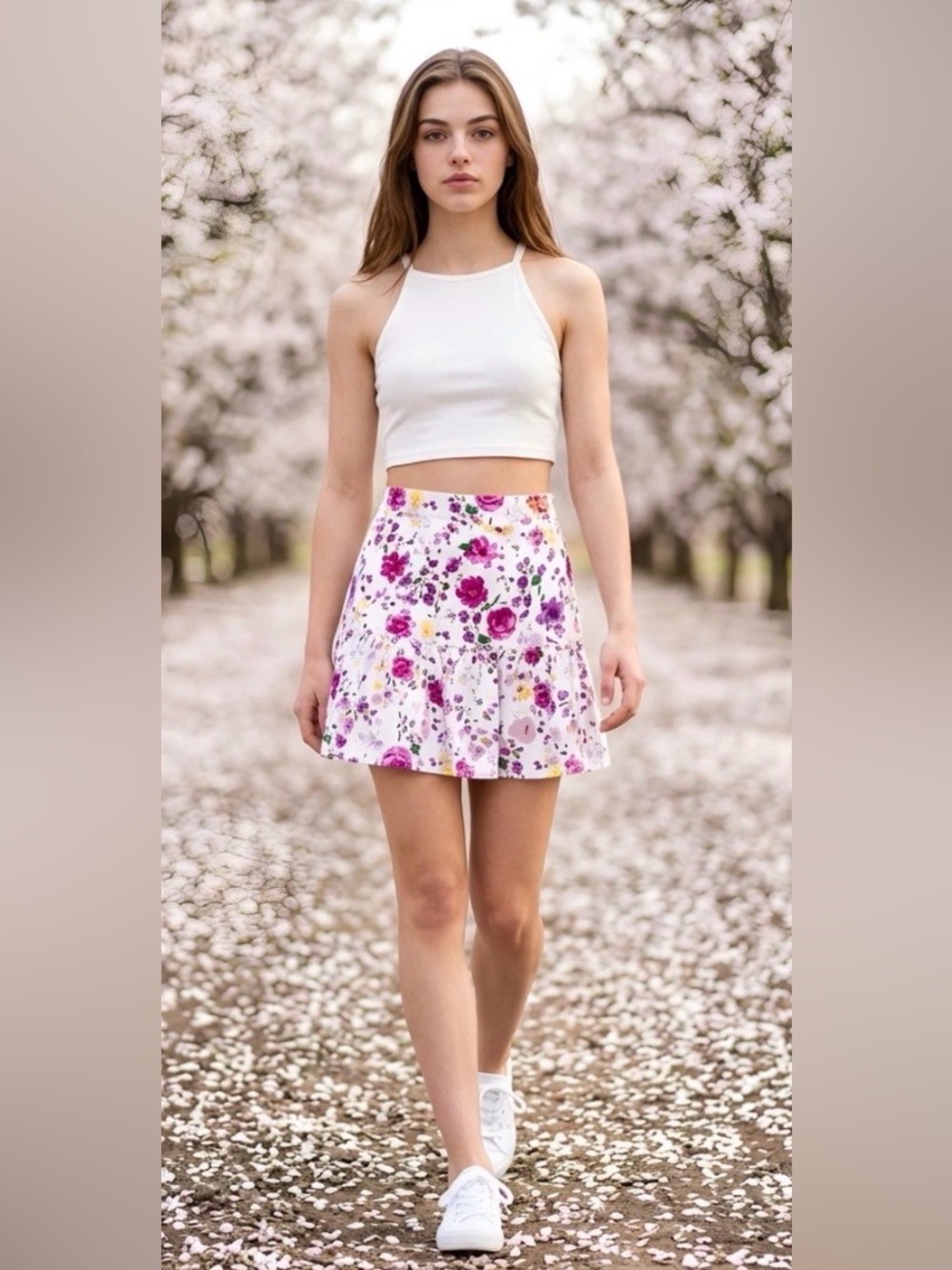 NEW SIZE M LAND 'N SEA SKIRT WITH ATTACHED STRETCH SHORTS BRIGHT
FLOWER PATTERN